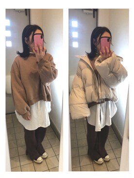 「apres jour（アプレジュール）のアイテム（ダウンジャケット/コート）」を使った、はるし ☽∘さん（レディース・152cm）の冬コーディネート
