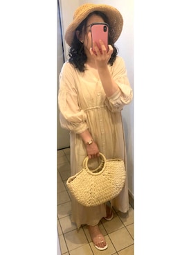 「Honeys（ハニーズ）のアイテム（かごバッグ）」を使った、はるし ☽∘さん（レディース・152cm）の夏コーディネート