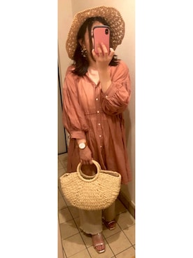 「Honeys（ハニーズ）のアイテム（かごバッグ）」を使った、はるし ☽∘さん（レディース・152cm）の夏コーディネート