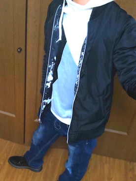 「semantic design（セマンティックデザイン）のアイテム（ブルゾン）」を使った、ToMoYaさん（メンズ・166cm）の秋コーディネート