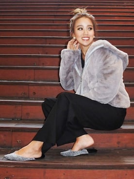 「パールアクセ」｜「アイテム（その他アウター）」を使った、RIKOさん（レディース・157cm）の秋コーディネート