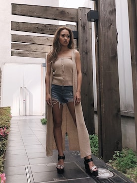 「パイソン柄」｜RIKOさん（レディース・157cm）の夏コーディネート