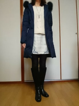 「Rewde（ルゥデ）のアイテム（ジャケット/アウター）」を使った、玲さん（レディース・160cm）の冬コーディネート