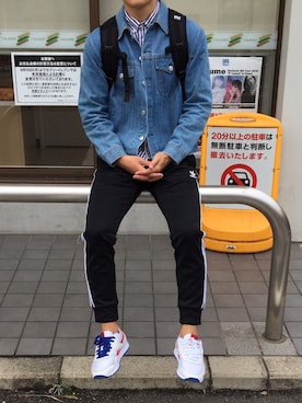 「いいね返し」｜「アイテム（デニムジャケット）」を使った、たんくさん（メンズ・170cm）の冬コーディネート