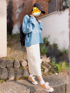 「Lee（リー）のアイテム（バックパック/リュック）」を使った、SAAKOさん（レディース・154cm）の春コーディネート
