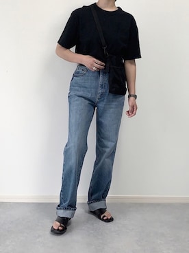 「クルーネックTシャツ」｜「アイテム（その他）」を使った、walk55marinさん（レディース・165cm）の夏コーディネート