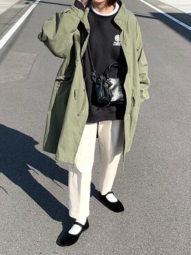 「ローリーズファーム(LOWRYS FARM)」｜「アイテム（モッズコート）」を使った、walk55marinさん（レディース・165cm）の冬コーディネート