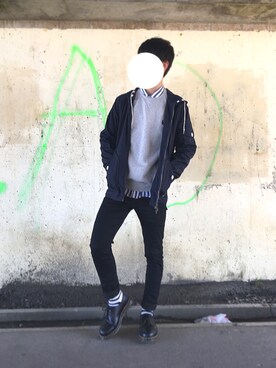 「アイテム（レッグウェア、ブルー系）」を使った、gamさん（メンズ・165cm）の春コーディネート