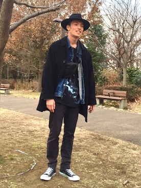 「MONKEY TIME（モンキータイム）のアイテム（デニムジャケット）」を使った、何気にファンタジーさん（メンズ・173cm）の冬コーディネート