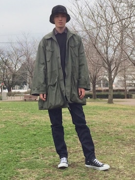 「UNIQLOU」｜「アイテム（帽子）」を使った、何気にファンタジーさん（メンズ・173cm）の春コーディネート