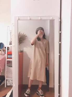 「KANGOL（カンゴール）の[KANGOL]Bamboo Jax Beret/[カンゴール]バンブー メッシュベレー（ハンチング/ベレー帽）」を使った、bananananaxxxさん（レディース・158cm）の秋コーディネート