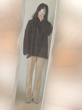 「select MOCA（セレクトモカ）のリンキングオーバーサイズタートルニット（ニット/セーター）」を使った、y.aさん（レディース・152cm）の冬コーディネート