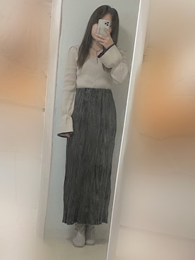 「袖フリル」｜「アイテム（アクセサリー）」を使った、y.aさん（レディース・152cm）の春コーディネート