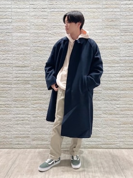 「Tシャツ/カットソー」｜「アイテム（ステンカラーコート）」を使った、tanaka_gさん（メンズ・165cm）の秋コーディネート