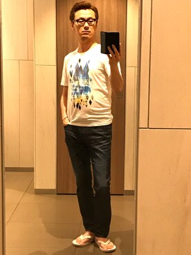 「Abercrombie&Fitch（アバークロンビーアンドフィッチ）のアイテム（シューズ）」を使った、AoyamaSatoshiさん（メンズ・176cm）の夏コーディネート