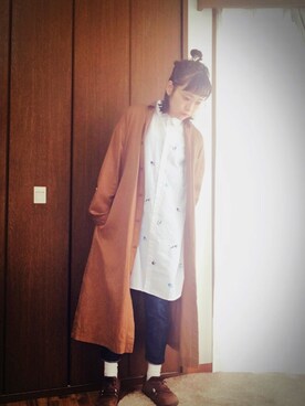 「Design Tshirts Store graniph（デザイン　ティーシャツ　ストア　グラニフ）のアイテム（シャツワンピース）」を使った、loloiさん（レディース・159cm）の春コーディネート