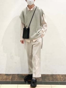 「Adoon plain（アドーンプレーン）のアイテム（ベスト）」を使った、　たかさん（メンズ・172cm）の冬コーディネート
