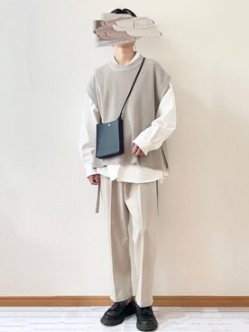 「Adoon plain（アドーンプレーン）のアイテム（ベスト）」を使った、　たかさん（メンズ・172cm）の冬コーディネート