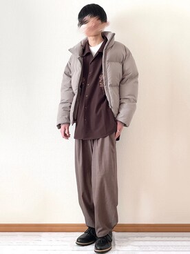 「アイテム（ダウンジャケット/コート、ベージュ系）」を使った、　たかさん（メンズ・172cm）の春コーディネート