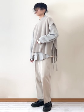 「Adoon plain（アドーンプレーン）のアイテム（ベスト）」を使った、　たかさん（メンズ・172cm）の春コーディネート