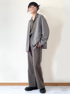「GUコーデ」｜「アイテム（ノーカラージャケット）」を使った、　たかさん（メンズ・172cm）の春コーディネート