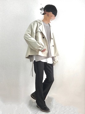 「ZIP FIVE（ジップファイブ）のアイテム（トレンチコート）」を使った、　たかさん（メンズ・172cm）の秋コーディネート