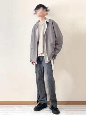 「ニットベスト」｜「アイテム（ノーカラージャケット）」を使った、　たかさん（メンズ・172cm）の春コーディネート