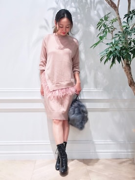 「アイテム（ワンピース、ピンク系）」を使った、yukoさん（レディース・162cm）の秋コーディネート