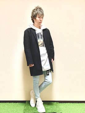 「CIAOPANIC TYPY（チャオパニックティピー）のアイテム（チェスターコート）」を使った、39takulowさん（メンズ・176cm）の冬コーディネート