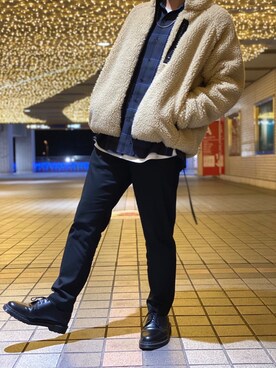 「Dr. Martens（ドクターマーチン）の［UNISEX/ユニセックス］Dr.Martens ドクターマーチン 3EYE GIBSON 1461 MONO 3ホール ギブソン シューズ（ドレスシューズ）」を使った、しんちゃんさん（メンズ・170cm）の冬コーディネート