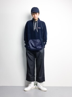 「FILA（フィラ）のアイテム（スウェット）」を使った、まっこいさん（メンズ・176cm）の冬コーディネート