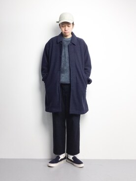 「BEAMS（ビームス）のアイテム（ステンカラーコート）」を使った、まっこいさん（メンズ・176cm）の冬コーディネート