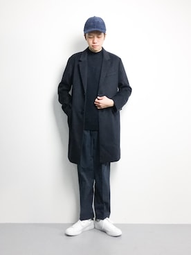 「JOURNAL STANDARD relume（ジャーナルスタンダード　レリューム）のアイテム（チェスターコート）」を使った、まっこいさん（メンズ・176cm）の冬コーディネート