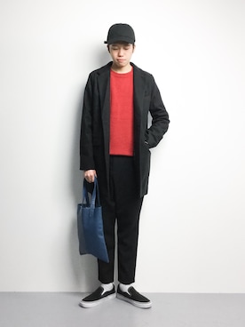 「CASPER JOHN（キャスパージョン）のアイテム（チェスターコート）」を使った、まっこいさん（メンズ・176cm）の冬コーディネート