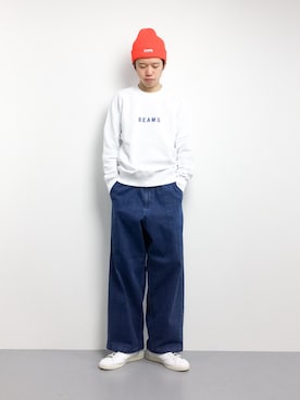 「KaneZ（ケインズ）のアイテム（ニットキャップ/ビーニー）」を使った、まっこいさん（メンズ・176cm）の冬コーディネート