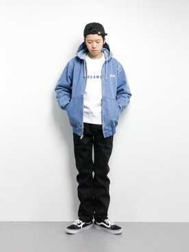 「STUSSY（ステューシー）のアイテム（ブルゾン）」を使った、まっこいさん（メンズ・176cm）の冬コーディネート