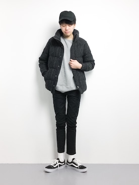 「The DUFFER of ST.GEORGE（ザダファーオブセントジョージ）のアイテム（ダウンジャケット/コート）」を使った、まっこいさん（メンズ・176cm）の冬コーディネート