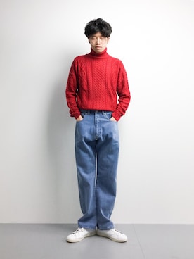 「ROXD（ロッド）のアイテム（トップス）」を使った、まっこいさん（メンズ・176cm）の冬コーディネート