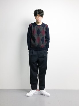 神木隆之介さん着用 Wジャガードチェック クルーネックプルオーバーニットを使った人気ファッションコーディネート Wear