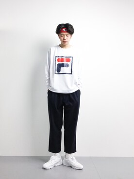 「FILA（フィラ）のアイテム（スウェット）」を使った、まっこいさん（メンズ・176cm）の冬コーディネート
