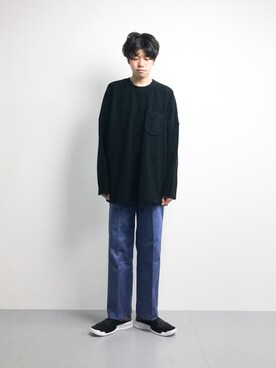 「my beautiful landlet（マイビューティフルランドレット）のアイテム（トップス）」を使った、まっこいさん（メンズ・176cm）の冬コーディネート