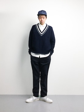 「Steven Alan（スティーブンアラン）のアイテム（帽子）」を使った、まっこいさん（メンズ・176cm）の冬コーディネート