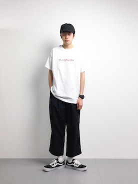 「FLAGSTUFF（フラグスタフ）のアイテム（トップス）」を使った、まっこいさん（メンズ・176cm）の冬コーディネート
