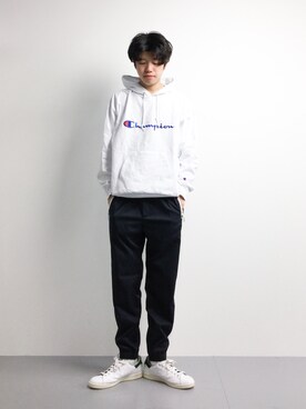 「FILA（フィラ）のアイテム（パンツ）」を使った、まっこいさん（メンズ・176cm）の冬コーディネート