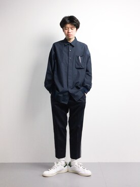 「my beautiful landlet（マイビューティフルランドレット）のアイテム（トップス）」を使った、まっこいさん（メンズ・176cm）の冬コーディネート