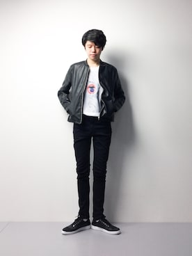 「URBAN RESEARCH Sonny Label（アーバンリサーチサニーレーベル）のアイテム（ライダースジャケット）」を使った、まっこいさん（メンズ・176cm）の冬コーディネート