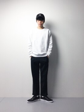 「417 EDIFICE（フォーワンセブンエディフィス）のアイテム（スウェット）」を使った、まっこいさん（メンズ・176cm）の冬コーディネート