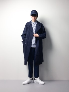 「SHIPS JET BLUE（シップスジェットブルー）のアイテム（ステンカラーコート）」を使った、まっこいさん（メンズ・176cm）の冬コーディネート