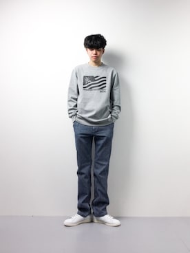 「Back Channel（バックチャンネル）のアイテム（スウェット）」を使った、まっこいさん（メンズ・176cm）の冬コーディネート