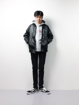 「STUSSY（ステューシー）のアイテム（ブルゾン）」を使った、まっこいさん（メンズ・176cm）の冬コーディネート